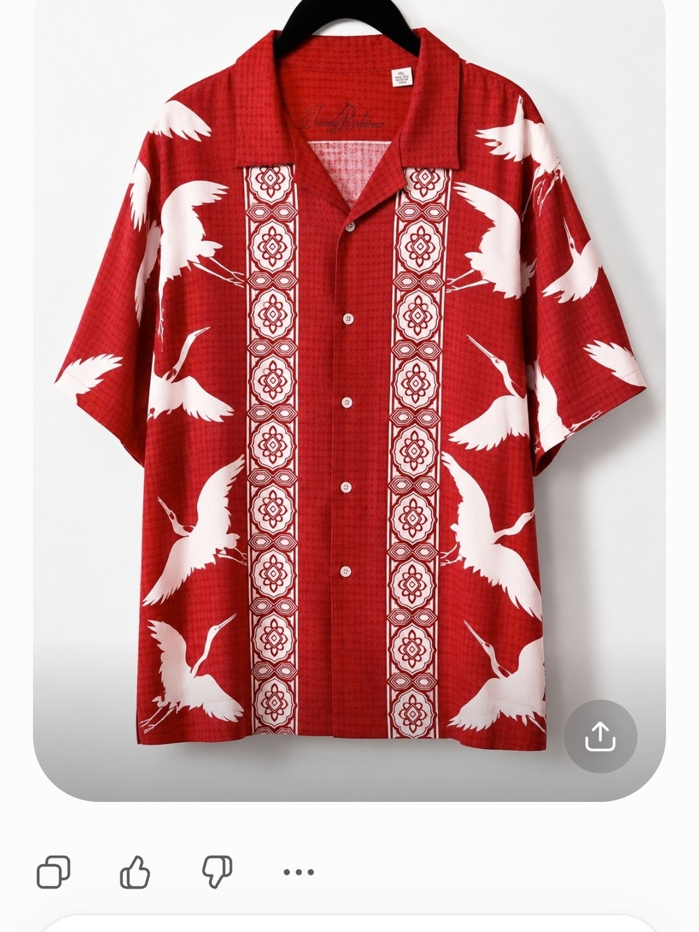 Tommy Bahama Red Crane Print Short-Sleeve Button-Up Shirt